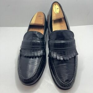 E.T. Wright Mens Black Leather Kiltie Loafers Made in Italy Size 9 A Vintage